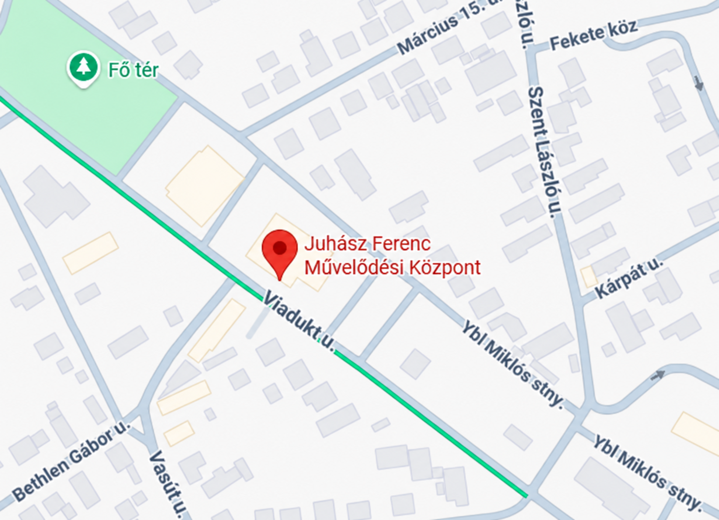 A Juhász Ferenc Művelődési Központ statikus térképes nézete